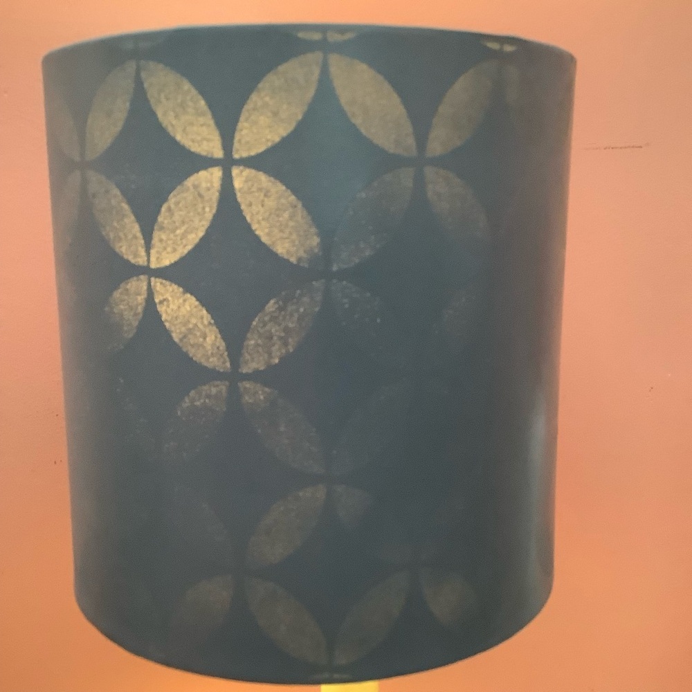 Cylinder Gray Lamp Shade  Geometric Design Laminated 6.75” Diameter X  7” High